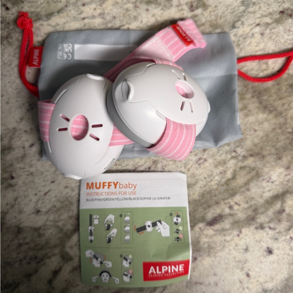 Alpine Muffy Baby Ear Protection - Pink and White